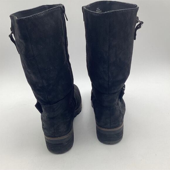 Crown Vintage Women's Black Mid-Calf Boots Size 8M Zip Buckle Detail - Picture 7 of 9